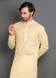 Printed Kurta Pajama In Light Yellow Color